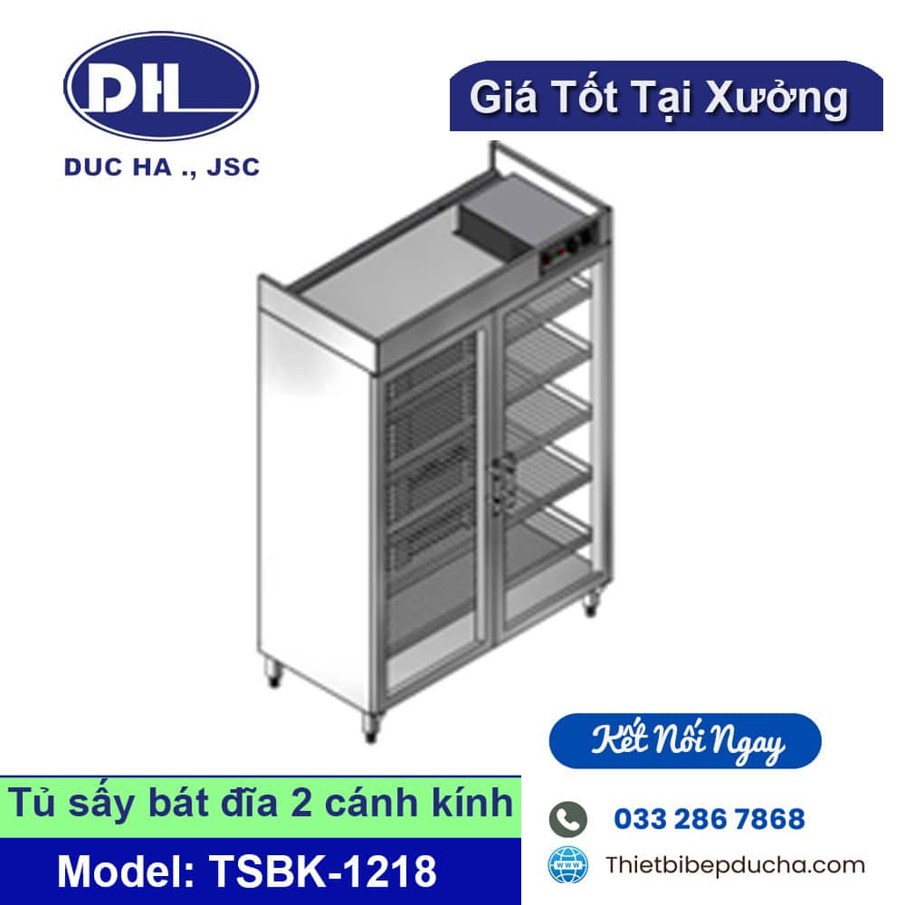 Tủ sấy bát đĩa 2 cánh kính